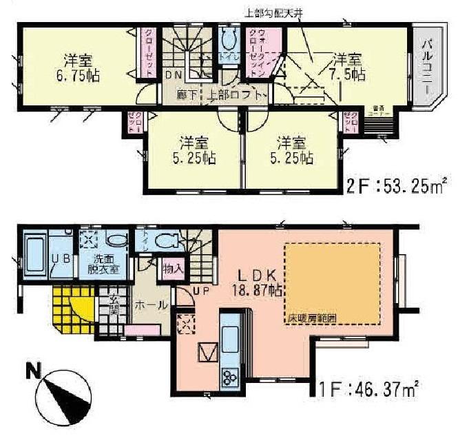 Floor plan. (3 Building), Price 29,750,000 yen, 4LDK, Land area 117.17 sq m , Building area 99.62 sq m
