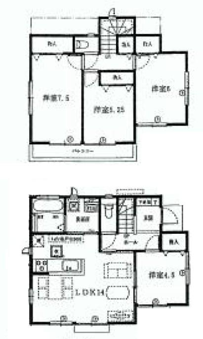Floor plan. (Isehara Tanaka 1 Building), Price 26,800,000 yen, 4LDK, Land area 111.53 sq m , Building area 89.84 sq m