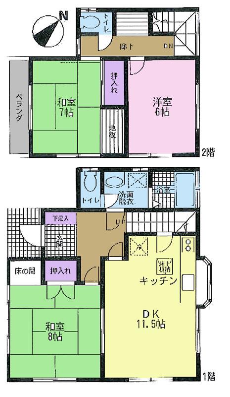 Floor plan. 13 million yen, 3DK, Land area 276.2 sq m , Building area 82.27 sq m