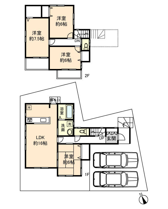 Other. Between the compartment (1) floor plan, Price 24.4 million yen, Land area 136.85 sq m , Building area 98.95 sq m , Building confirmation No. H25SHC119364