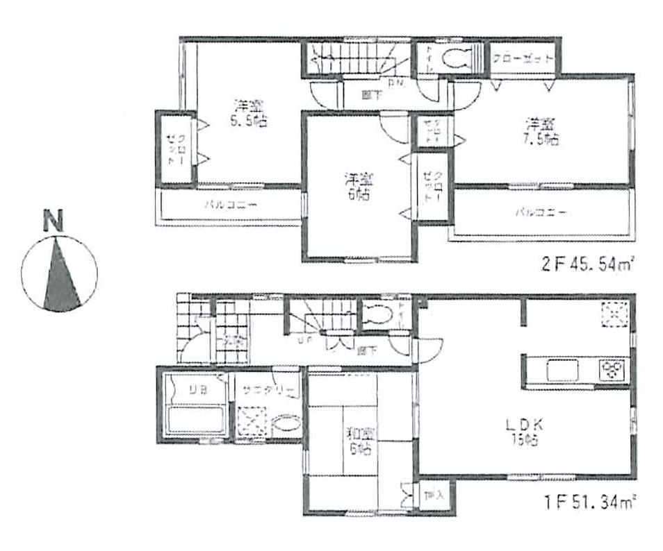 Floor plan. (1 Building), Price 24,800,000 yen, 4LDK, Land area 116.09 sq m , Building area 96.88 sq m