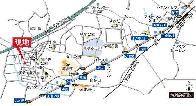 Local guide map. ● traffic / Odawara Line Odakyu "Aiko Ishida" station Bus 8 minutes "Before Takamori" stop A 10-minute walk
