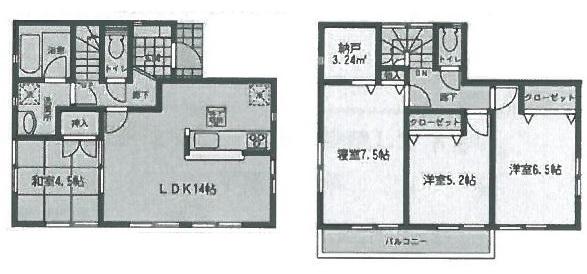 Floor plan. (2), Price 27.3 million yen, 4LDK+S, Land area 164.18 sq m , Building area 89.81 sq m