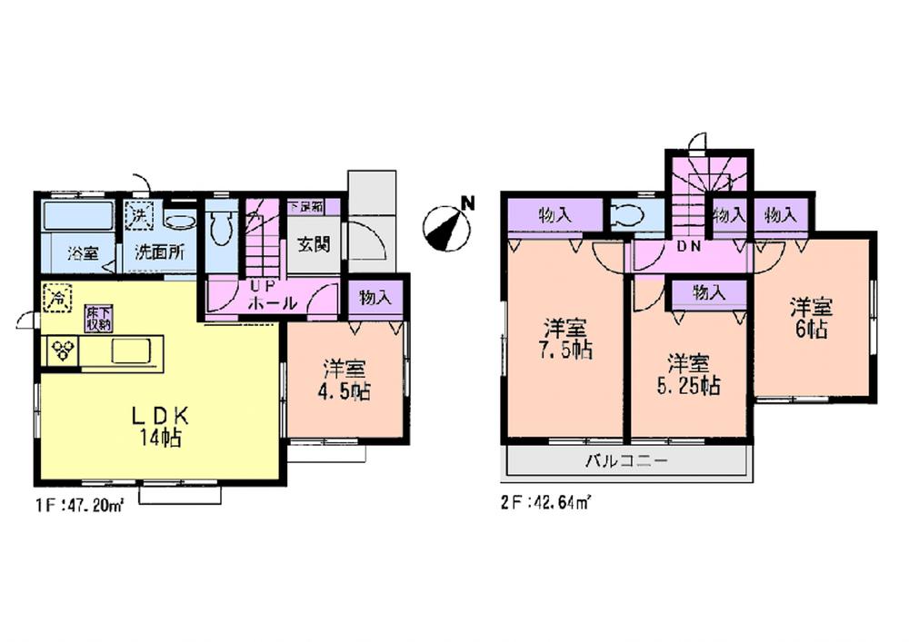 Floor plan. (Tanaka 1 Building), Price 26,800,000 yen, 4LDK, Land area 111.51 sq m , Building area 89.84 sq m