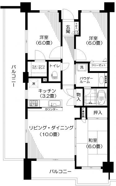 Floor plan. 3LDK, Price 23.8 million yen, Occupied area 69.56 sq m , Balcony area 25.82 sq m