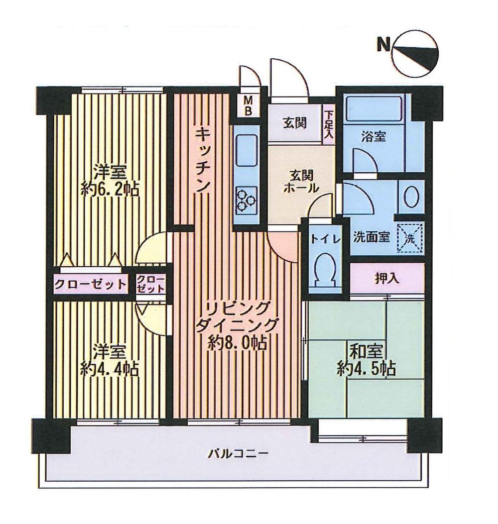 Floor plan. 3LDK, Price 14.8 million yen, Occupied area 60.99 sq m , Balcony area 11.58 sq m