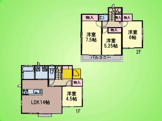 Floor plan. (1 Building), Price 26,800,000 yen, 4LDK, Land area 111.53 sq m , Building area 89.84 sq m