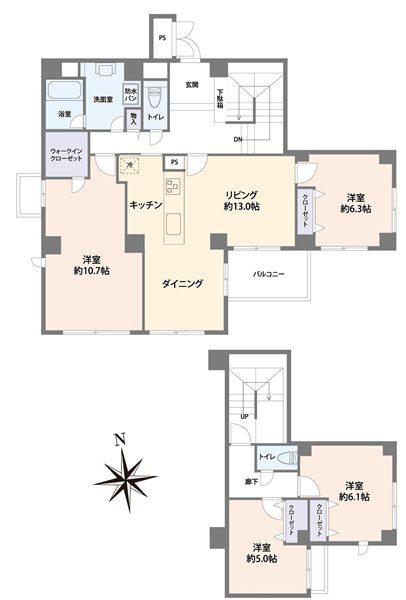 Floor plan. 4LDK, Price 28,980,000 yen, Footprint 114.63 sq m , Balcony area 5.44 sq m