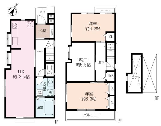 Floor plan. 27,800,000 yen, 2LDK+S, Land area 66.27 sq m , Building area 78.38 sq m