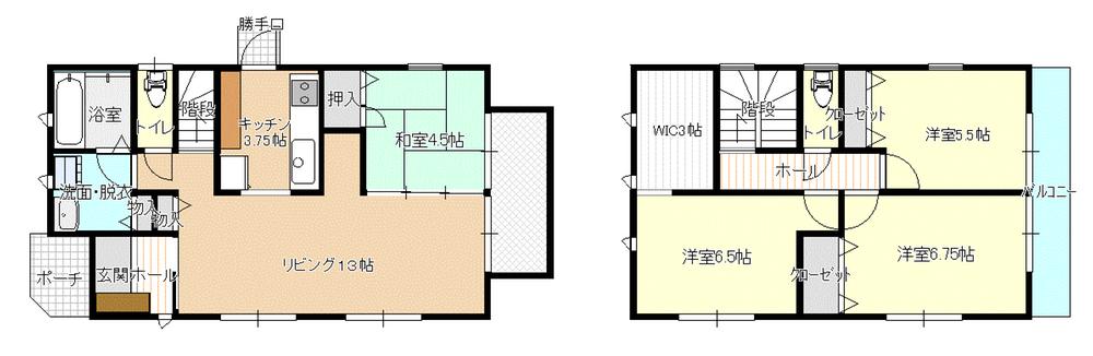 Building plan example (floor plan). Building plan example / Building price 14.2 million yen, Building area 97.71 sq m