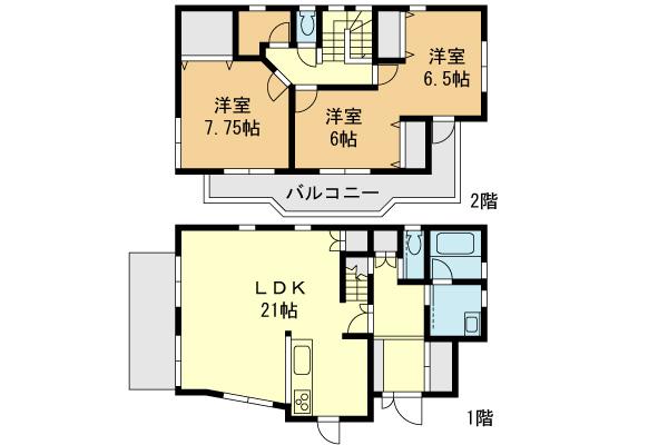 Floor plan. 37,800,000 yen, 2LDK, Land area 180.14 sq m , Building area 107.44 sq m