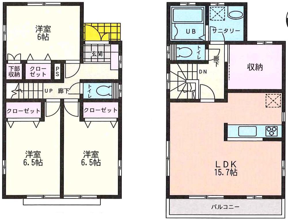 Floor plan. 35,800,000 yen, 3LDK + S (storeroom), Land area 117.54 sq m , Building area 92.74 sq m 2 Building floor plan