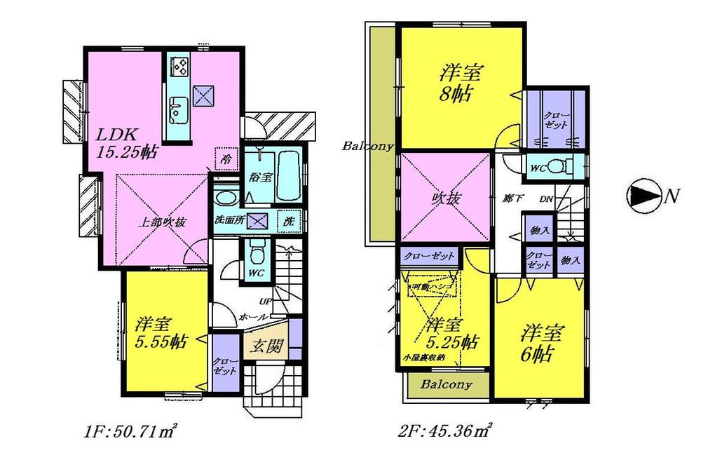 Floor plan. 39,800,000 yen, 4LDK, Land area 139.62 sq m , Master Bedroom 8 pledge of living and Wu with Quinn closet with a building area of ​​96.07 sq m atrium is attractive. All room is with storage. 