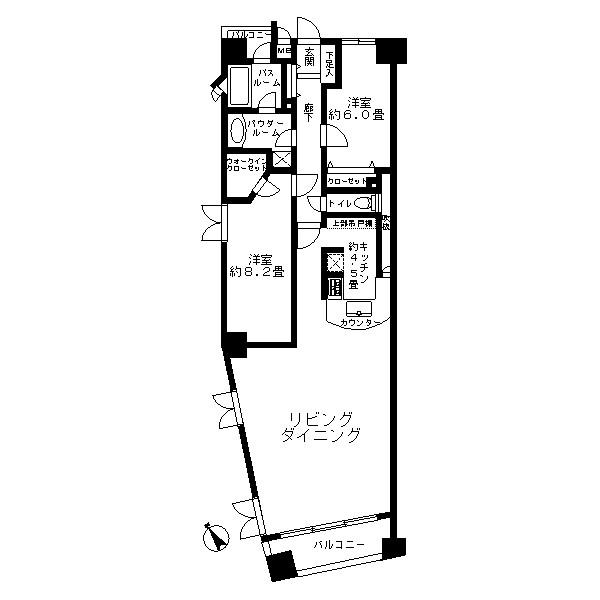 Floor plan. 2LDK, Price 36,800,000 yen, Occupied area 91.75 sq m , Balcony area 3.9 sq m