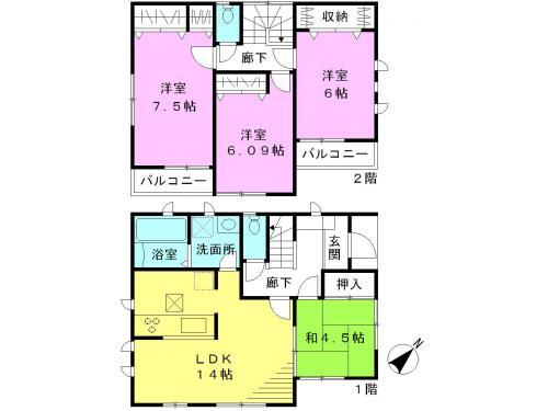 Floor plan. 35,800,000 yen, 4LDK, Land area 93.76 sq m , Building area 92.73 sq m
