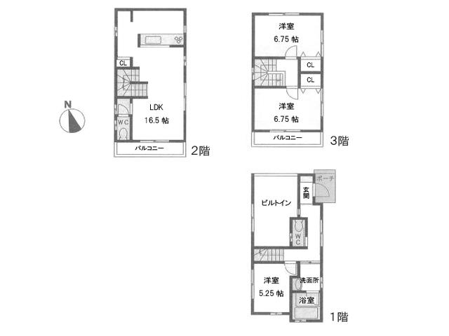 Building plan example (floor plan). ~ Building plan example ~ First floor 35.40 sq m  / Second floor 33.53 sq m  / 3 floor 29.81 sq m (Including built-in section 11.59 sq m) A total of 98.74 sq m