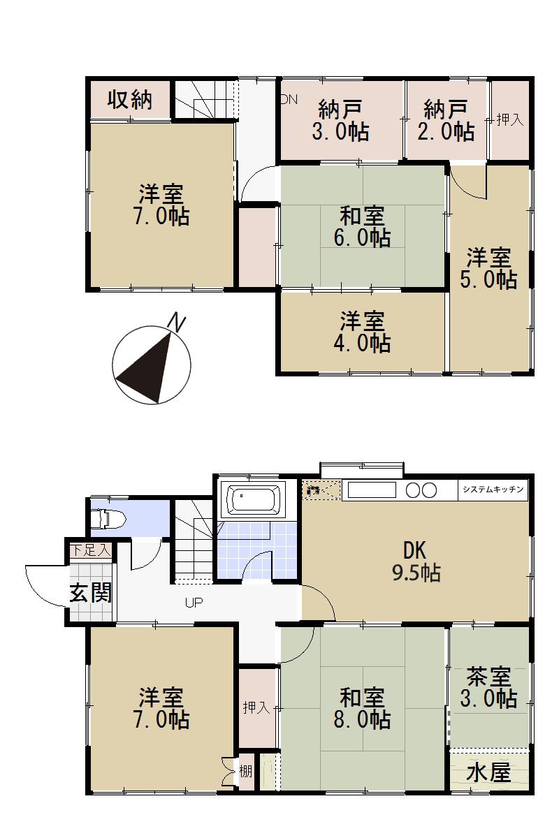 Floor plan. 25,800,000 yen, 7DK + 2S (storeroom), Land area 166.45 sq m , Building area 117.97 sq m