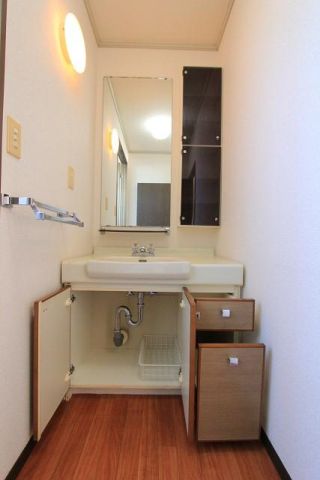 Washroom. It is independently wash basin bottom there storage space