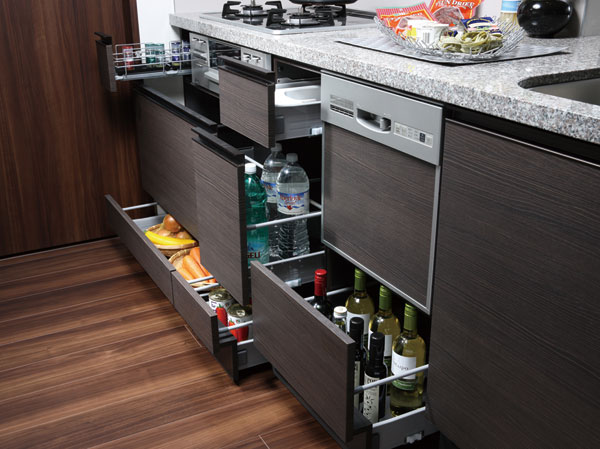 Kitchen.  [With soft-close sliding storage] Soft-close feature that close quietly with one cushion just before closing the drawer. Also we have established organized easy to spice rack seasoning.