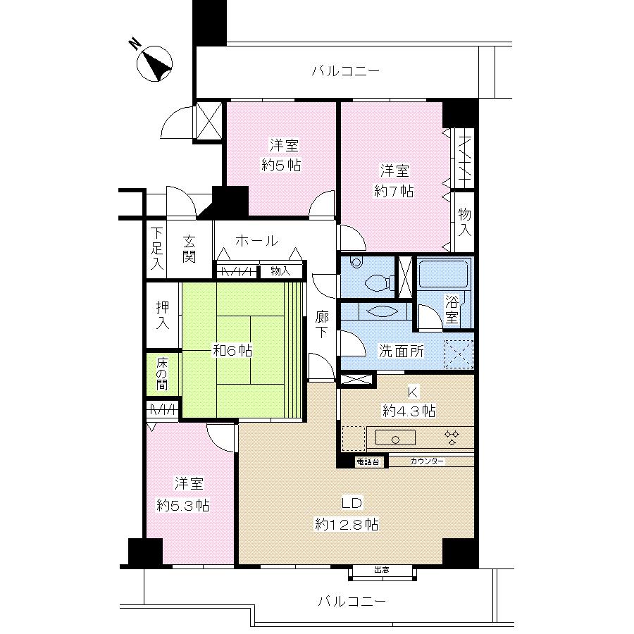Floor plan. 4LDK, Price 24.5 million yen, Occupied area 97.05 sq m , Balcony area 23.92 sq m