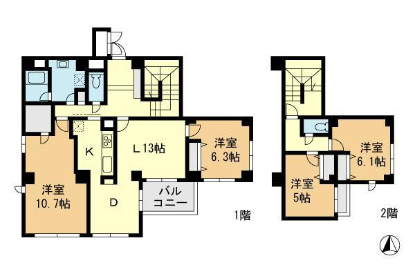 Floor plan. 4LDK+S, Price 28,980,000 yen, Footprint 114.63 sq m , Balcony area 5.44 sq m