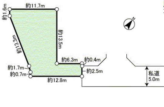 Compartment figure. Although Seddo frontage of the road is about 2.5m, The width of the passage portion is situated about 2.9m