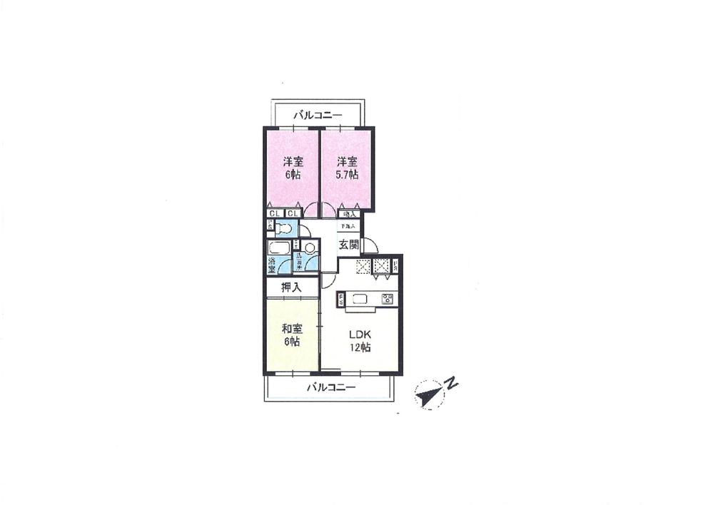Floor plan. 3LDK, Price 39,500,000 yen, Occupied area 70.89 sq m , Balcony area 15.03 sq m