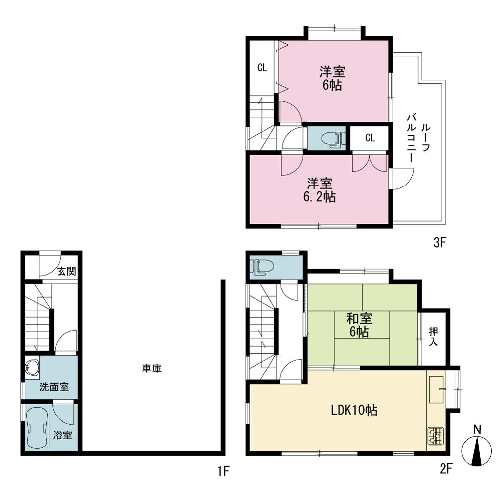 Floor plan. 24,800,000 yen, 3LDK, Land area 71.36 sq m , Building area 99.54 sq m