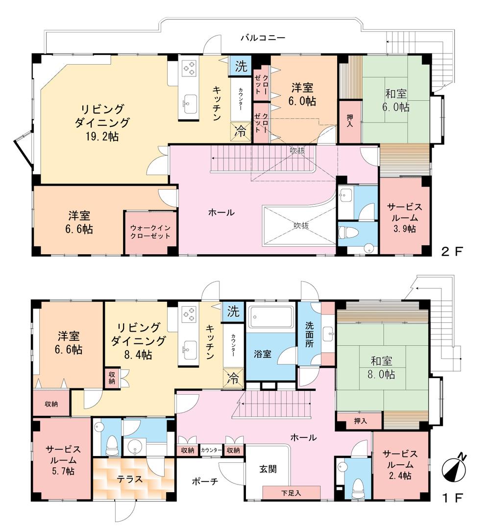 Floor plan. 128 million yen, 5LLDDKK + 3S (storeroom), Land area 389.55 sq m , Building area 234.3 sq m