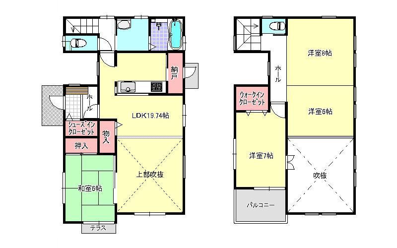 Floor plan. (Building 2), Price 47,800,000 yen, 3LDK, Land area 201.19 sq m , Building area 109.3 sq m