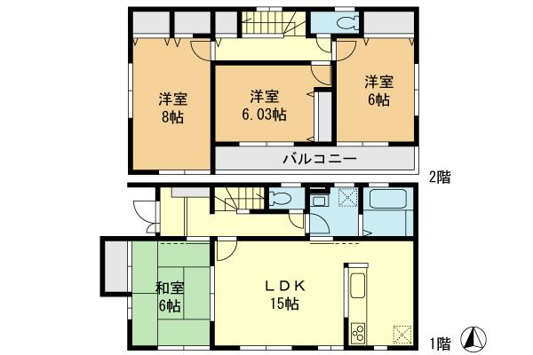 Floor plan. 41,500,000 yen, 4LDK, Land area 174.45 sq m , Building area 98.12 sq m