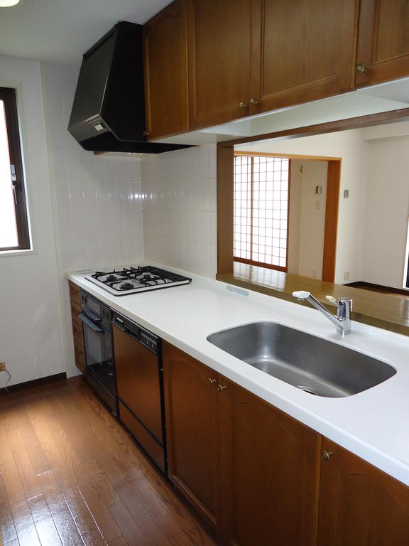 Kitchen. Counter system kitchen with dishwasher