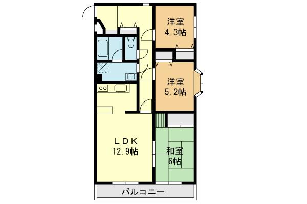 Floor plan. 3LDK, Price 20.8 million yen, Occupied area 68.98 sq m , Balcony area 7.56 sq m