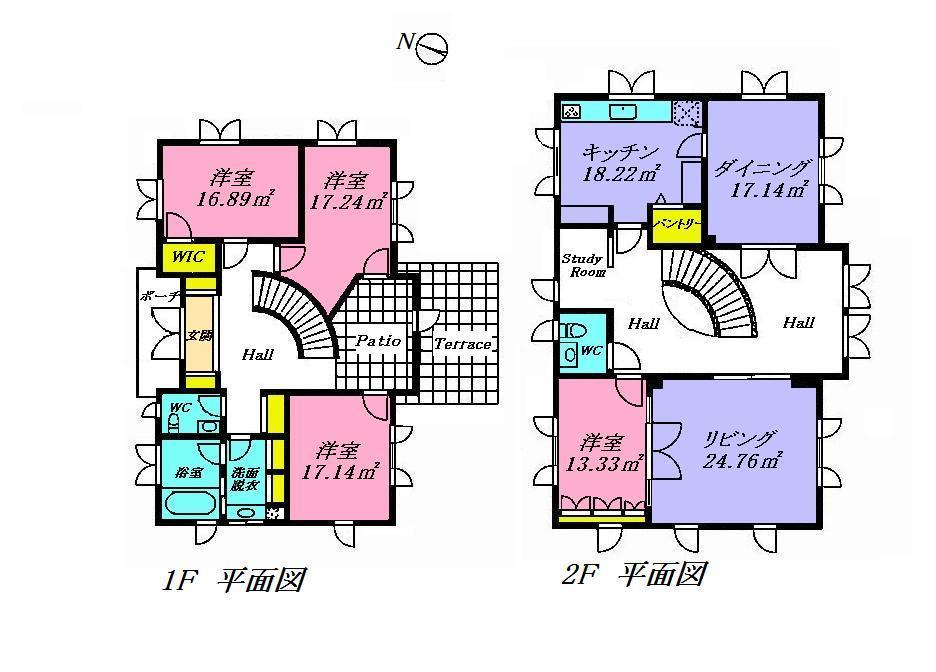 Floor plan. 82,800,000 yen, 4LDK, Land area 425.49 sq m , Is a floor plan of the building area 220.7 sq m with a wide entrance hall and patio 4LDK. The kitchen there is also a pantry.