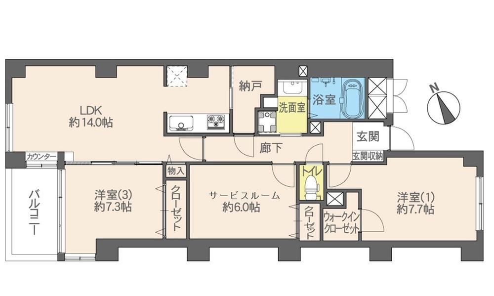 Floor plan. 2LDK + S (storeroom), Price 19,800,000 yen, Occupied area 80.08 sq m , Balcony area 5.44 sq m
