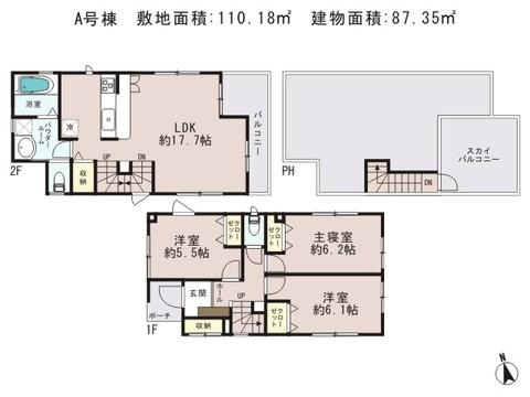 Floor plan. 43,800,000 yen, 3LDK, Land area 110.18 sq m , Building area 87.35 sq m