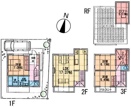 Floor plan. 43,500,000 yen, 3LDK, Land area 82.92 sq m , Building area 97.29 sq m