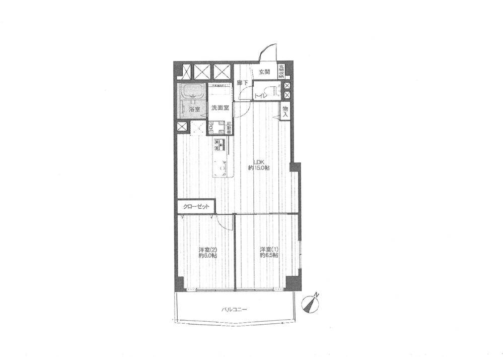 Floor plan. 2LDK, Price 19,800,000 yen, Occupied area 59.75 sq m , Balcony area 6.18 sq m
