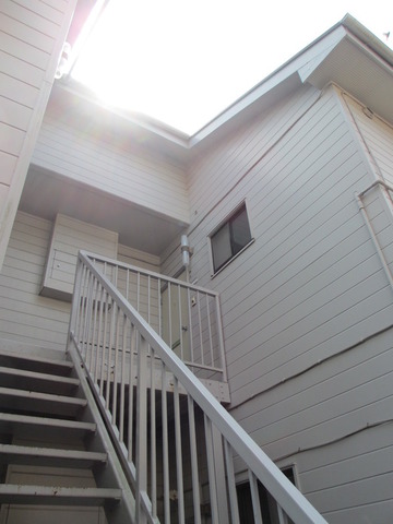 Building appearance. Stairs to the second floor