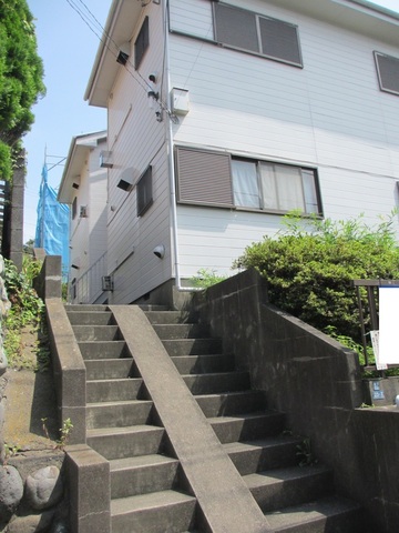 Building appearance. Stairs of the apartment