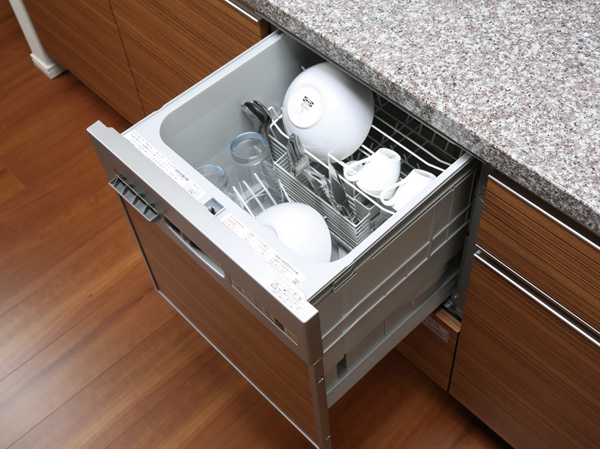 Kitchen.  [Dishwasher] It eliminates the need of dishwashing, Dishwasher to comfort the cleanup. There is also a water-saving effect compared to hand washing, It is out smoothly in the full open.