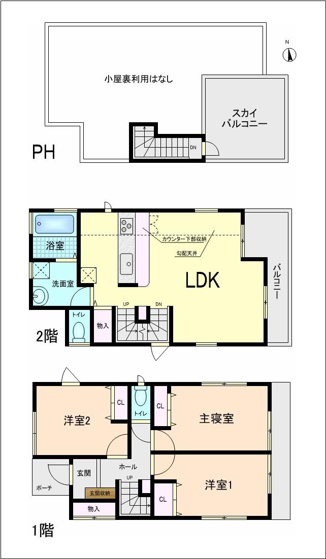 Floor plan. (A Building), Price 43,800,000 yen, 3LDK, Land area 110.18 sq m , Building area 87.35 sq m