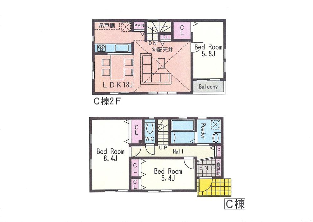 Floor plan. Price 42,800,000 yen, 3LDK, Land area 101.94 sq m , Building area 87.35 sq m