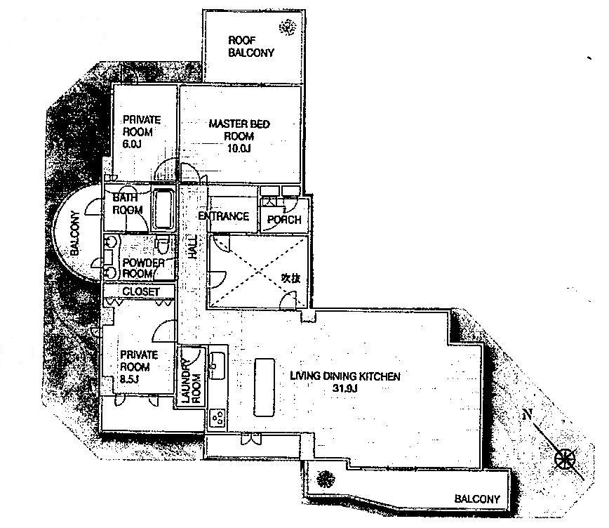 Floor plan. 3LDK, Price 56,500,000 yen, Footprint 126.33 sq m , Balcony area 28.9 sq m