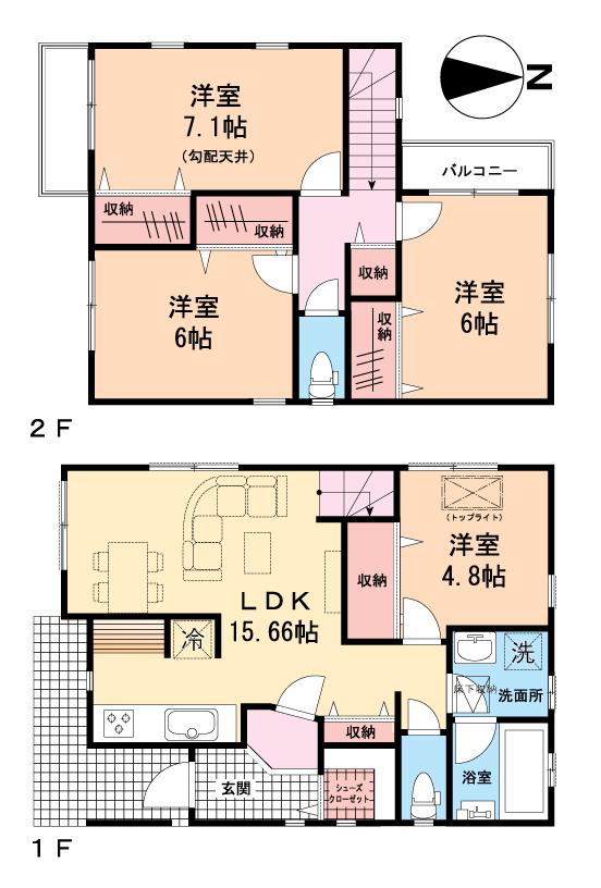 Floor plan. 37,800,000 yen, 4LDK, Land area 105.93 sq m , Building area 94.57 sq m