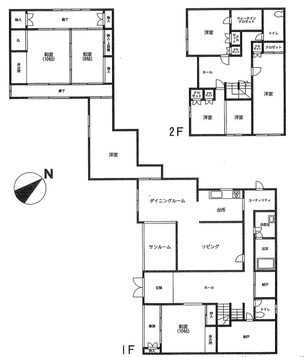 Floor plan. 45,500,000 yen, 8LDK + 2S (storeroom), Land area 644.62 sq m , Building area 327.1 sq m