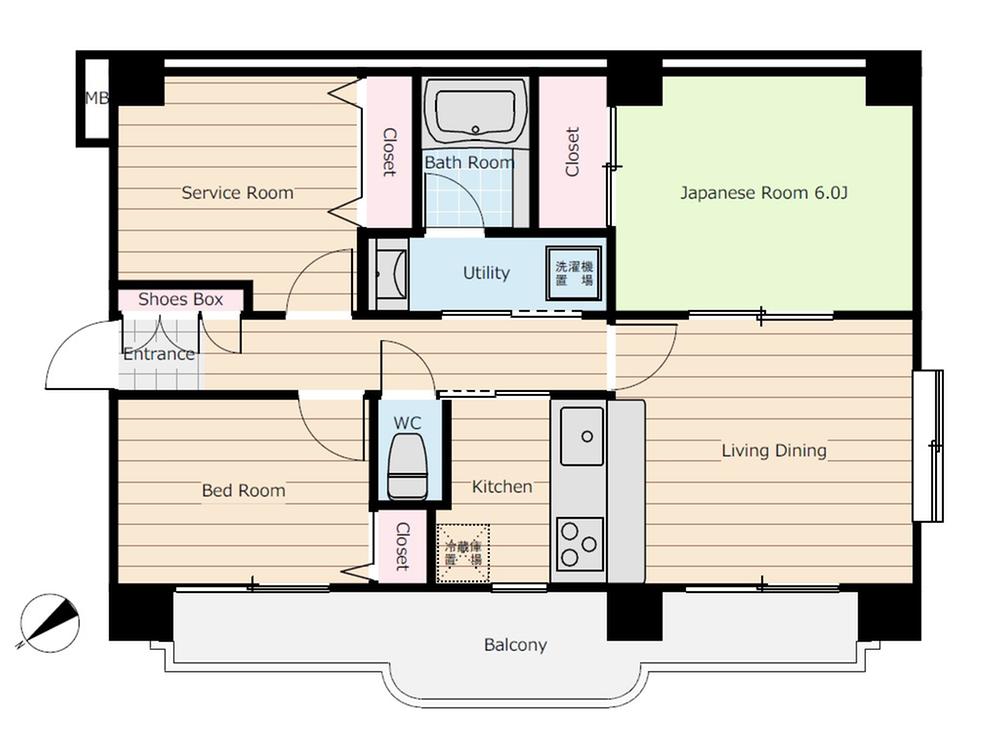 Floor plan. 2LDK + S (storeroom), Price 23.8 million yen, Occupied area 59.85 sq m , Balcony area 8.62 sq m