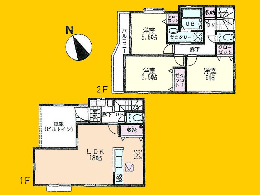 Floor plan. (3 Building), Price 31,800,000 yen, 3LDK, Land area 84.69 sq m , Building area 100.81 sq m