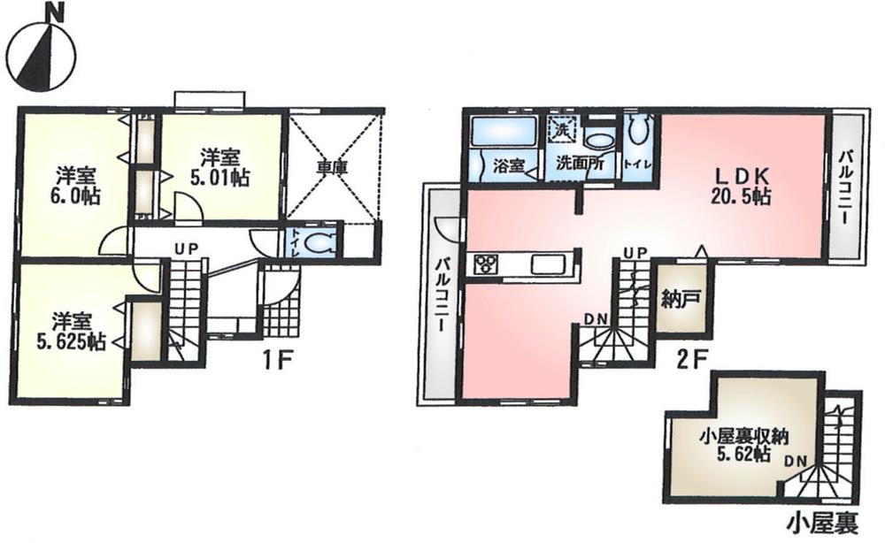 Floor plan. (6 Building), Price 30,800,000 yen, 3LDK+S, Land area 131.01 sq m , Building area 95.64 sq m