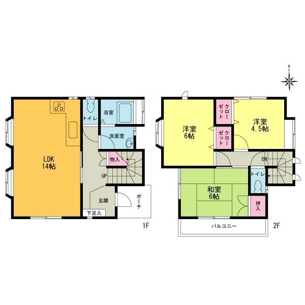 Floor plan. 24,800,000 yen, 3LDK, Land area 104.21 sq m , Building area 77.19 sq m